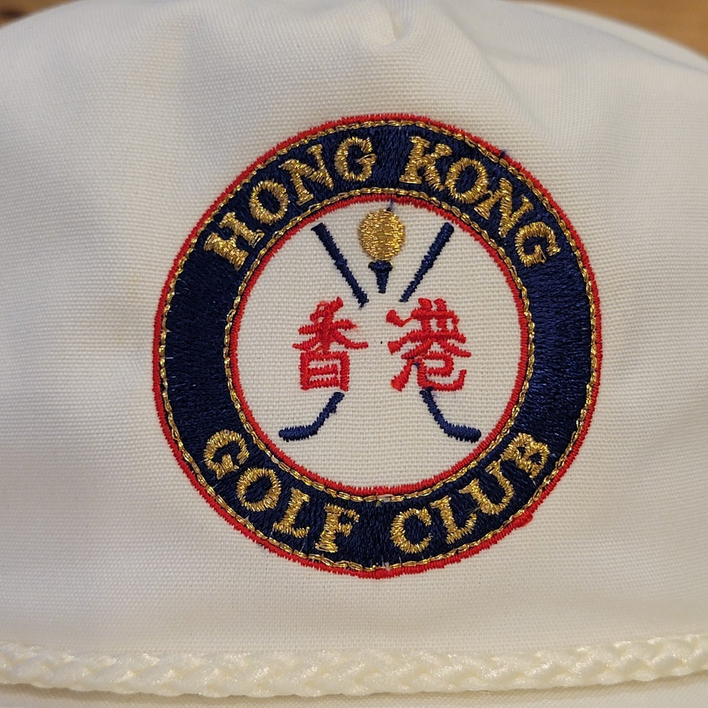 Vintage Hong Kong Golf Club Hat Imperial Strap Back White Rope One Size 90s