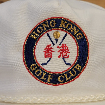 Vintage Hong Kong Golf Club Hat Imperial Strap Back White Rope One Size 90s