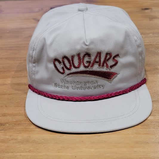 Vintage Washington State Cougars Hat Strap Back Imperial Rope 80s 90s One Size