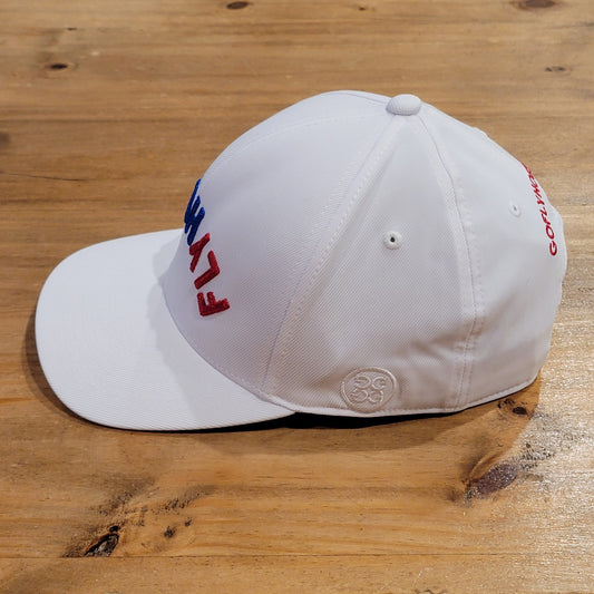 G/Fore Flyhouse Hat Snapback White Spell Out Golf  Gfore Upside Down Backward