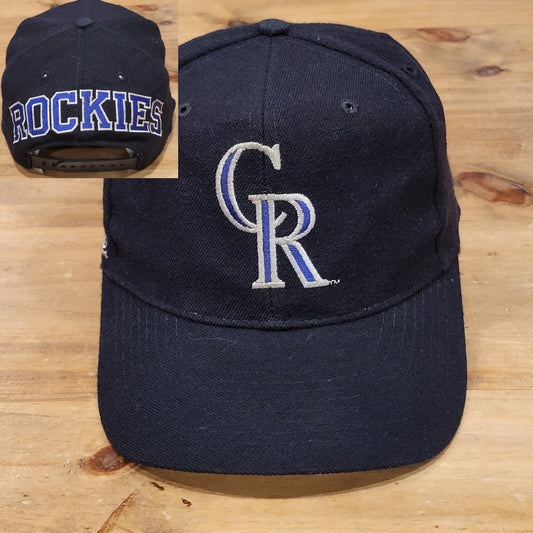 Vintage Colorado Rockies American Needle Blockhead Black Dome Wool 90s MLB