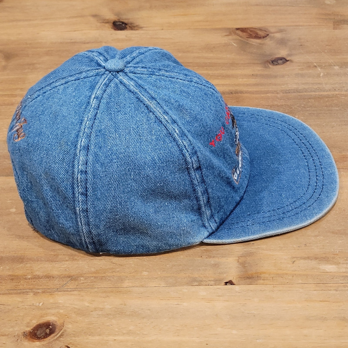 Vintage Miller Genuine Draft Denim Hat Leather Strap Back 90s You Cant Beat Beer