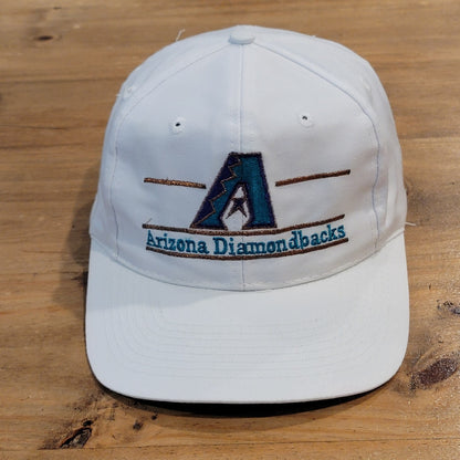 Vintage Arizona Diamond Backs Hat Snapback White 3 Bar The Game 90s Twill MLB