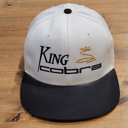 Vintage King Cobra Golf Hat Strap Back Imperial White 90s Made USA Golfer
