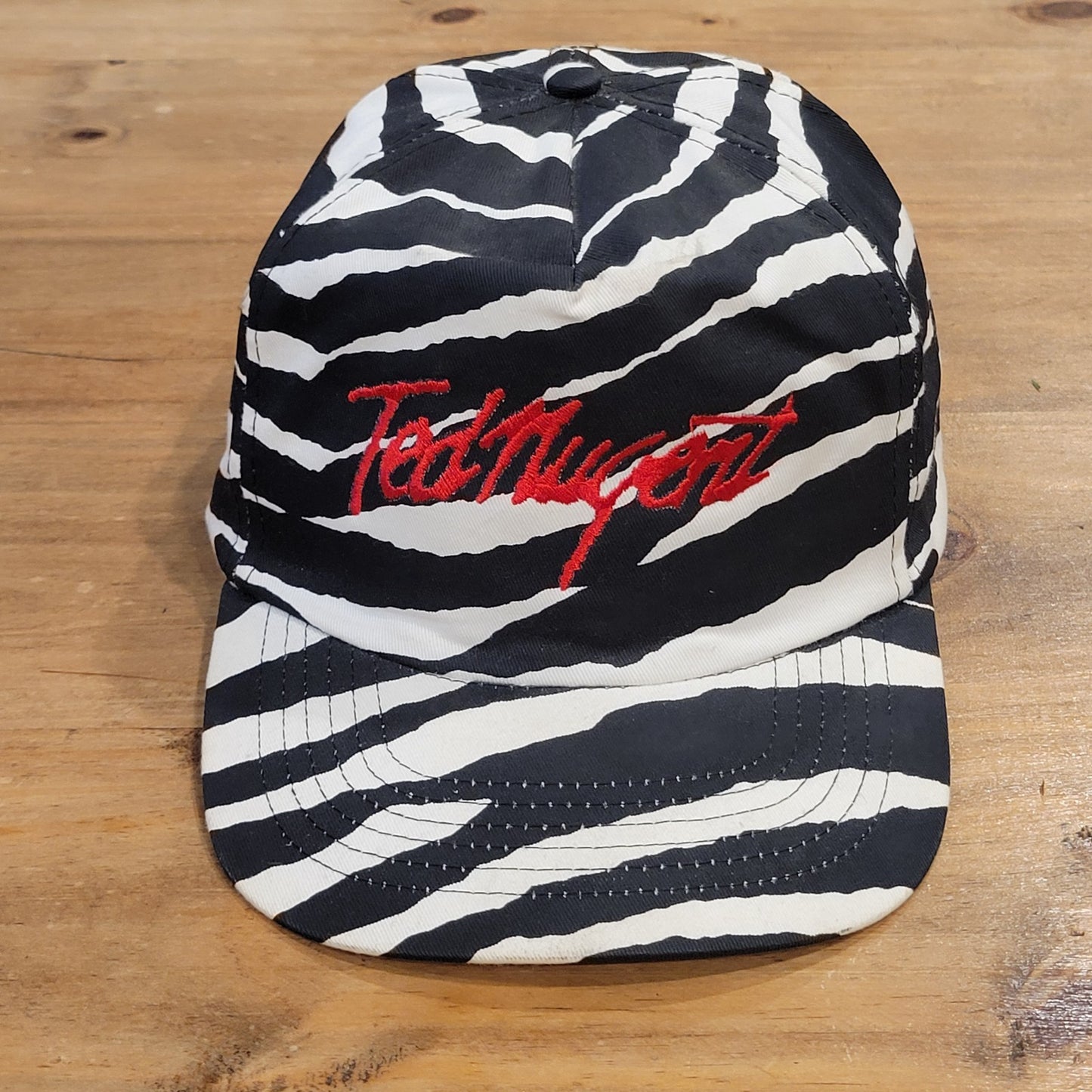 Vintage Ted Nugent Hat Snapback Rock Music Band Tour Zebra Striped 80s 90s