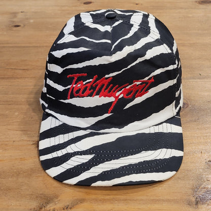 Vintage Ted Nugent Hat Snapback Rock Music Band Tour Zebra Striped 80s 90s
