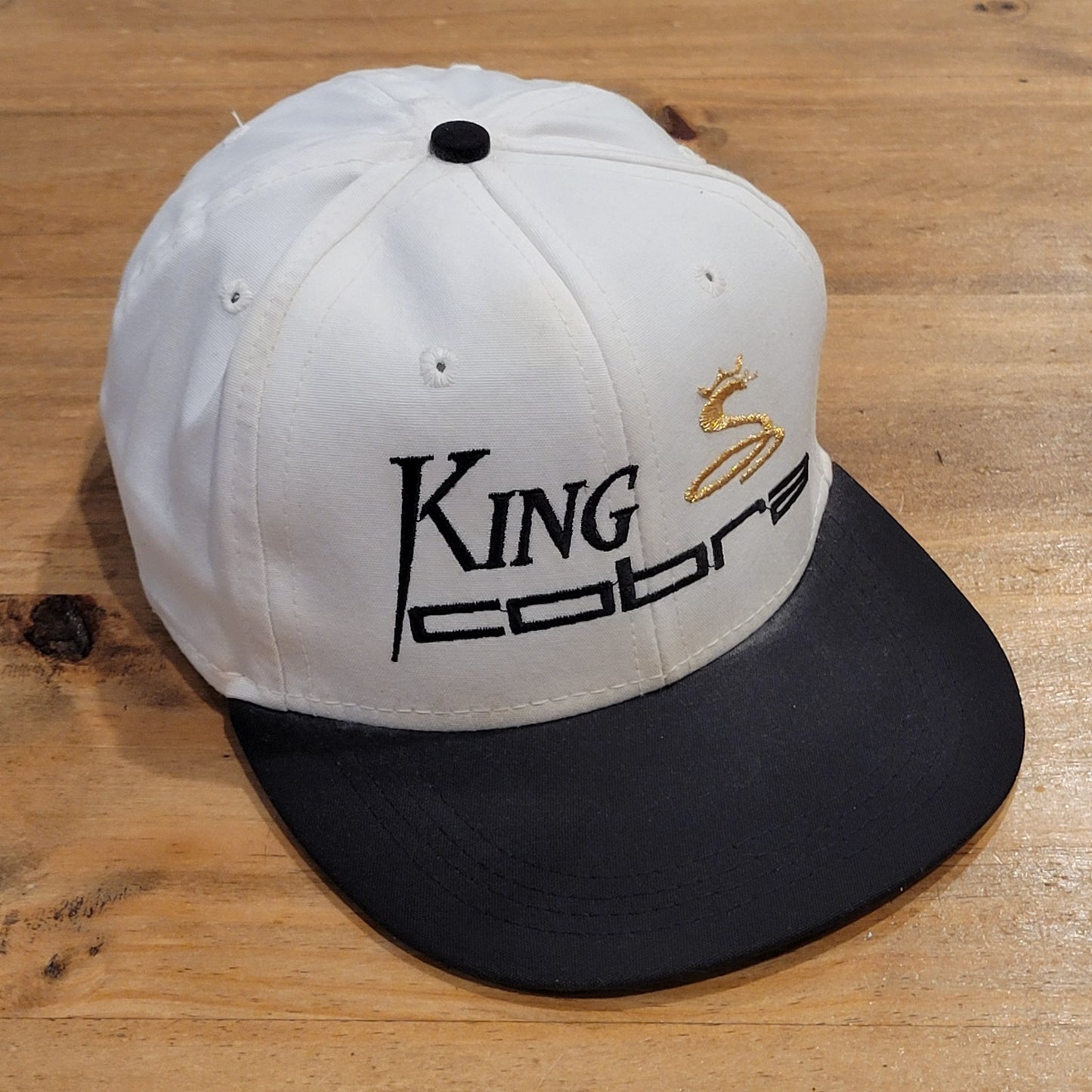 Vintage King Cobra Golf Hat Strap Back Imperial White 90s Made USA Golfer
