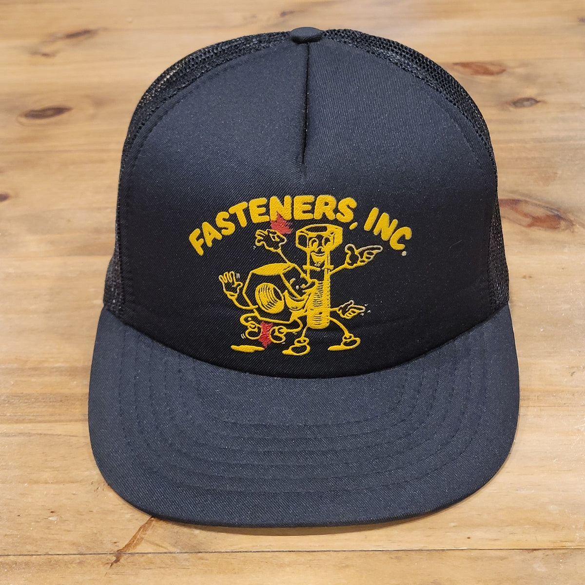 Vintage Fasteners Inc Nut & Bolt Trucker Hat Black Construction Building