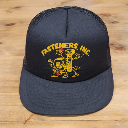Vintage Fasteners Inc Nut & Bolt Trucker Hat Black Construction Building