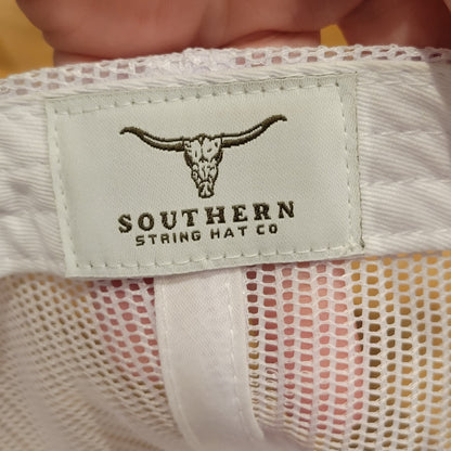 Southern String Hat Co Snapback White Flag USA Logo Rope Trucker One Size