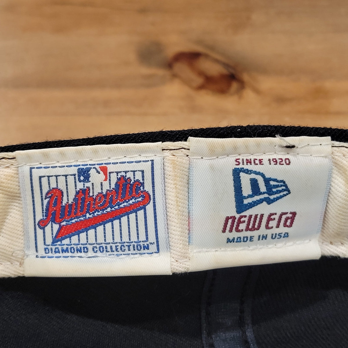 Vintage New York Mets Hat New Era Sz 7 1/2 5950 Authentic Black Wool USA Fitted