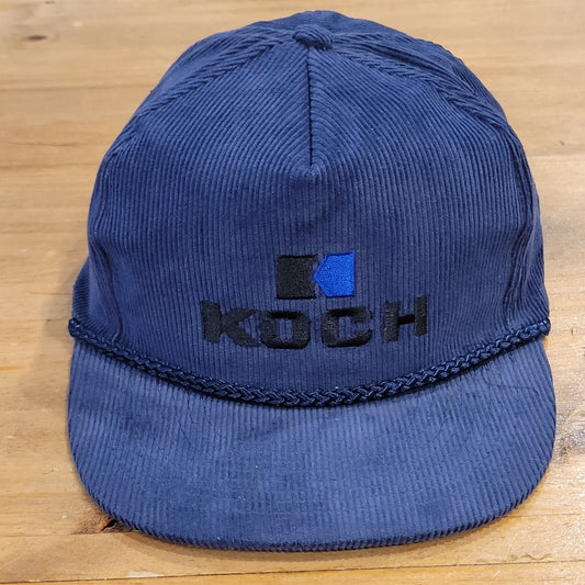 Vintage Koch Corduroy Hat Snapback 90s Rope Agriculture Marine Industry