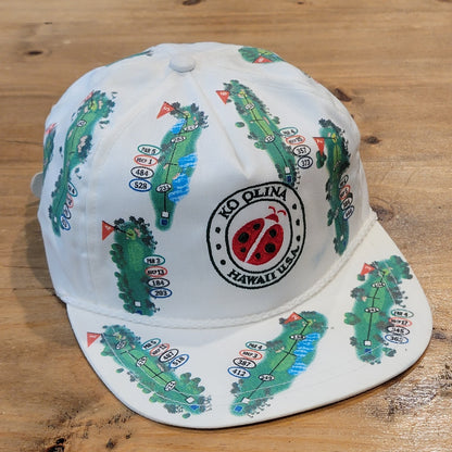 Vintage Ko Olina Hawaii Made USA Golf Course AOP Allover Hat Rope Map Cap