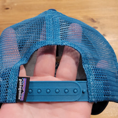 Patagonia Trucker Hat Cap Snapback Blue Embroidered Mountains Mesh Back Outdoor