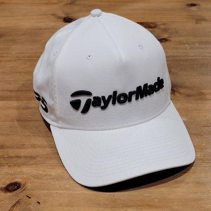 Taylormade Golf Hat Cap SNapback White Black Spell Out Logo Reg 58 CM TP5 Qi 35