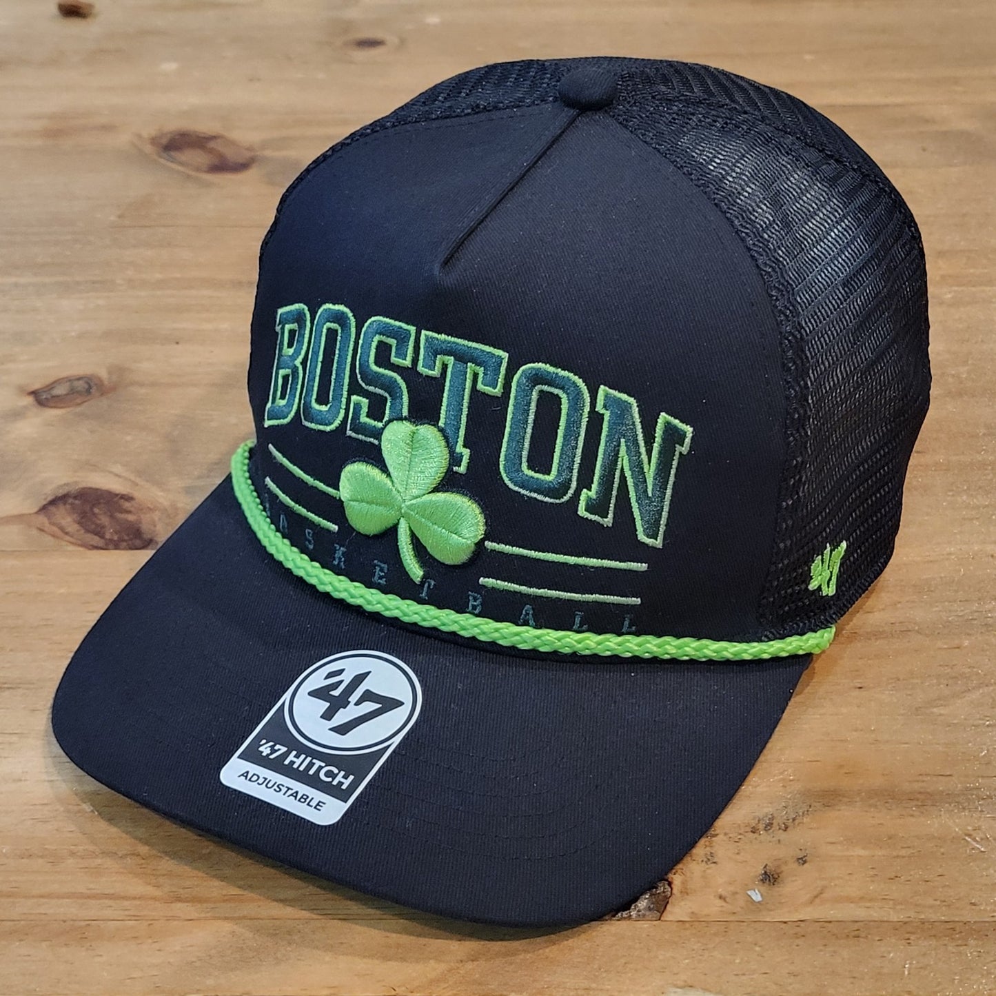 Boston Celtics Hat Snapback 47 Brand Hitch Trucker Rope Black Green One Size