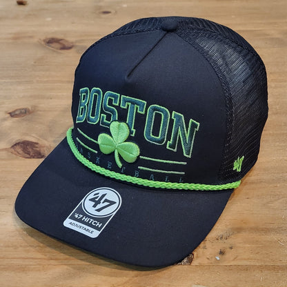 Boston Celtics Hat Snapback 47 Brand Hitch Trucker Rope Black Green One Size