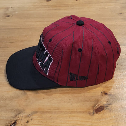 Vintage Oklahoma Sooners OU Red Black Pin Stripe 90s Y2K Snapback Hat Cap