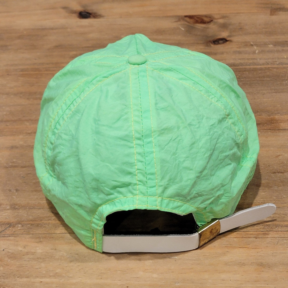 Vintage IKON Office Solutions Hat Strap Back Nylon 80s Green Neon One Size