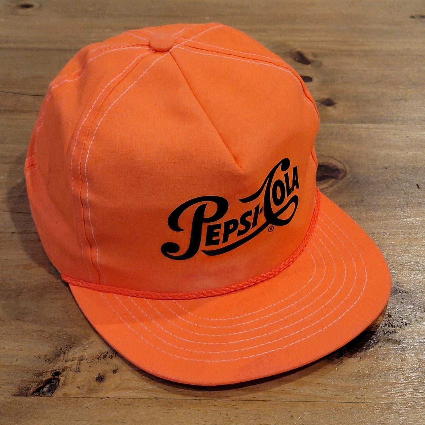 Vintage Pepsi Hat Cap Snapback Orange Rope 80s 90s Pepsi-Cola Soda Pop Drink