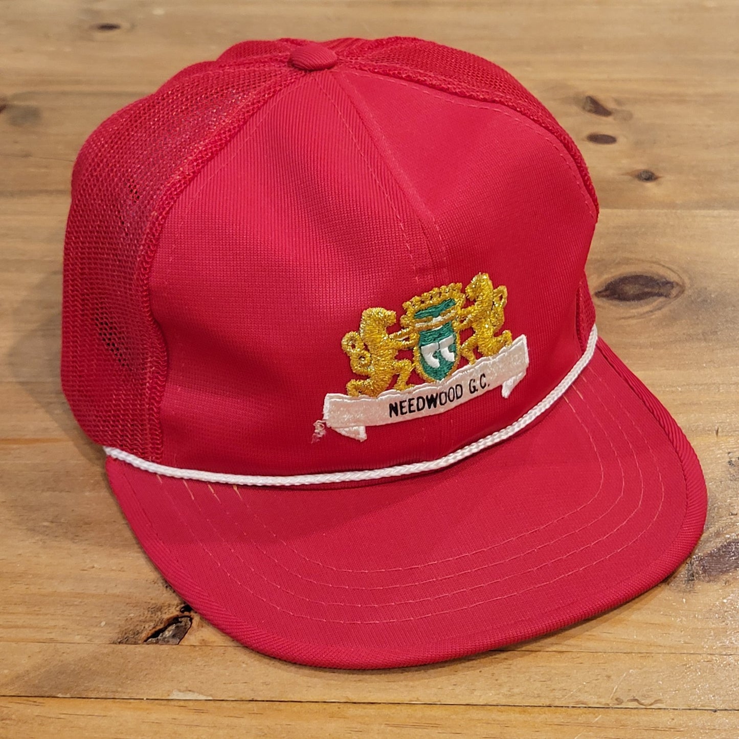 Vintage Needwood Golf Course Club Hat Snapback Red Mesh 80s 90s Rope Need Wood