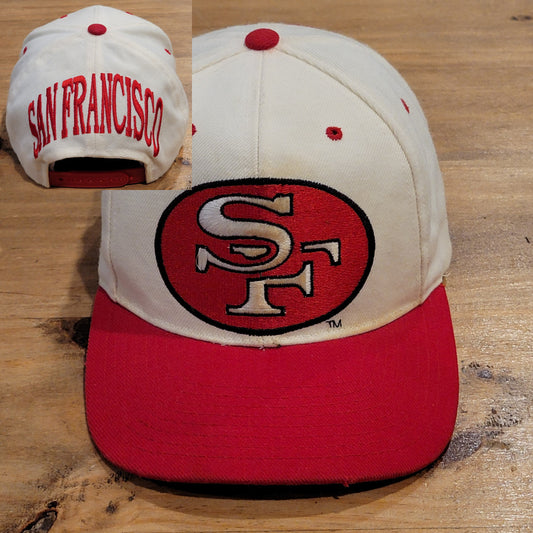 San Francisco 49ers Blockhead Snapback American Needle White 90s NFL Wool Blend
