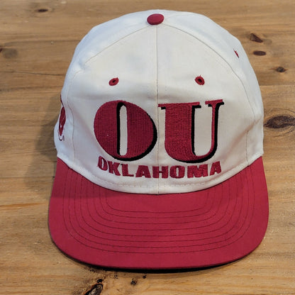 Vintage Oklahoma Sooners OU Hat Snapback 90s Logo 7 Competitor Retro White