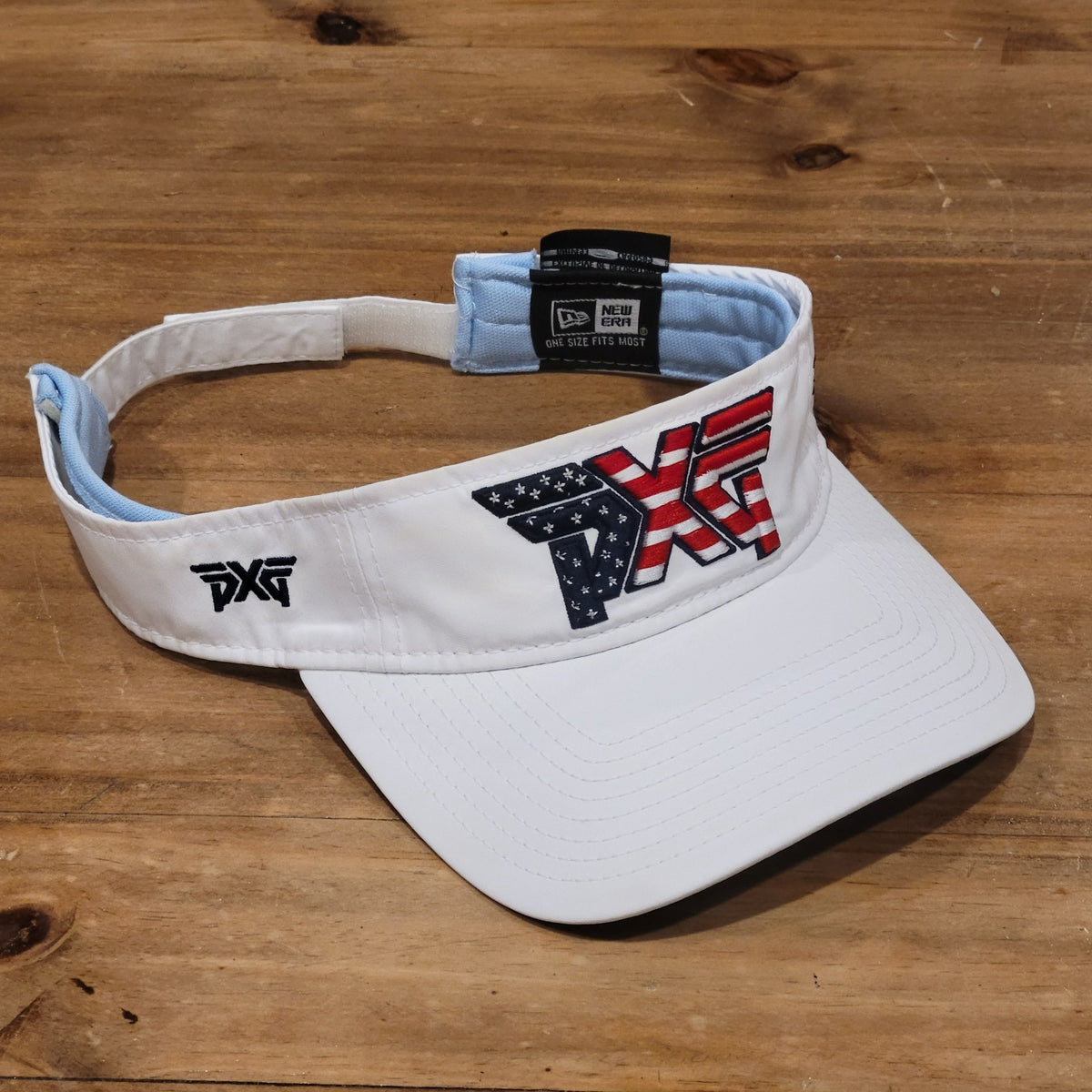 PXG Golf Visor Hat Cap New Era White USA Flag Logo One Size Golfer Adjustable