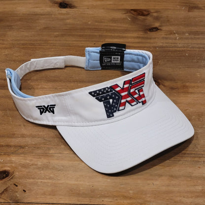 PXG Golf Visor Hat Cap New Era White USA Flag Logo One Size Golfer Adjustable