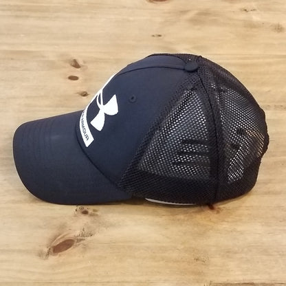 Under Armour Hat Cap Snapback Black Mesh Back White UA Big Logo One Size