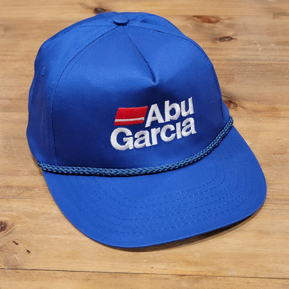Vintage Abu Garcia Hat Snapback Blue Rope Fishing Reel Fish One Size 90s 80s