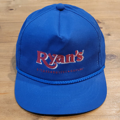 Vintage Ryan's Steak Buffet Hat Blue Rope 80s 90s Youngan Restaurant One Size