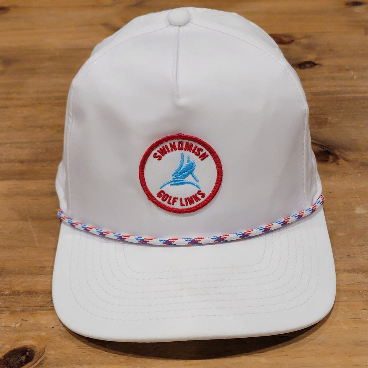 Swinomish Golf Links Hat Snapback Imperial White Rope One Size Patch Washington