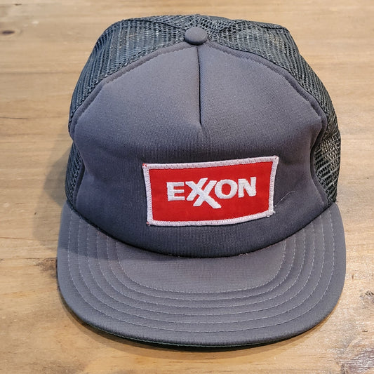 Vintage Exxon Oil Gas Trucker Hat Snapback Gray Mesh 80s 90s One Size Made USA
