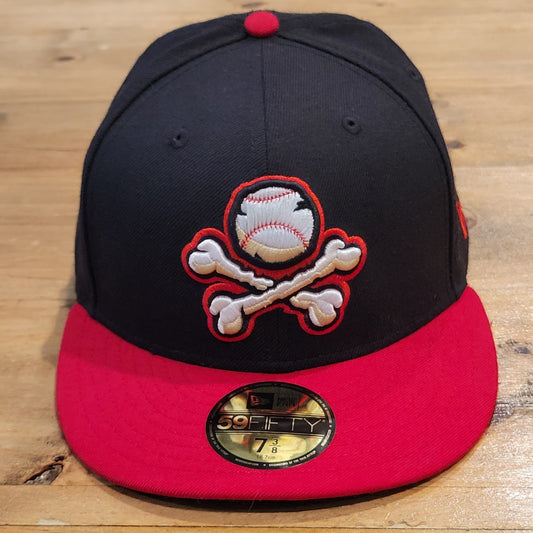 El Paso Chihuahuas Crossbones Hat New Era 7 3/8 Fitted Black MiLB Baseball Wool