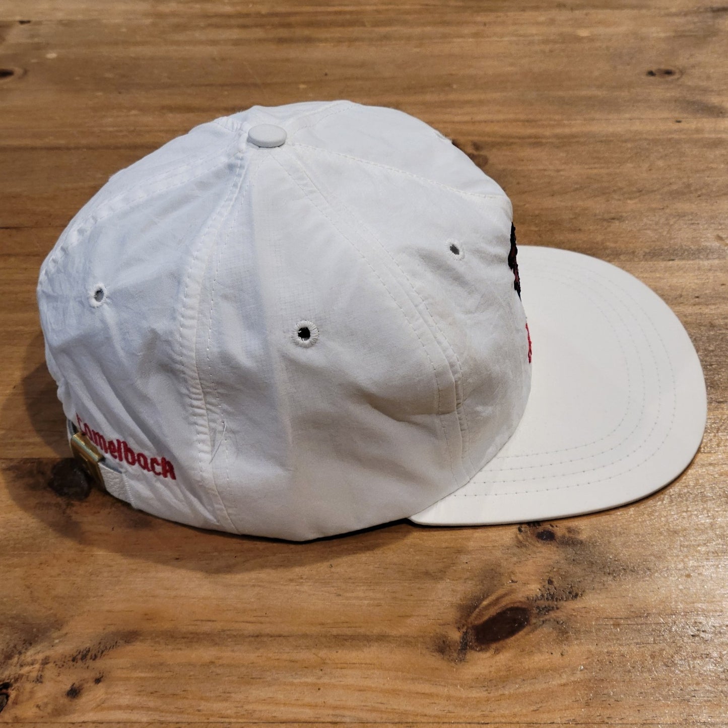 Vintage Camelback Golf Hat Texace Strap Back White One Size 80s 90s Golfer Nylon