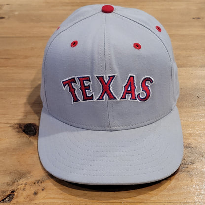 Vintage Texas Rangers Hat New Era Sz7 1/2 Arch Gray 90s 5950 Pro Wool Made USA