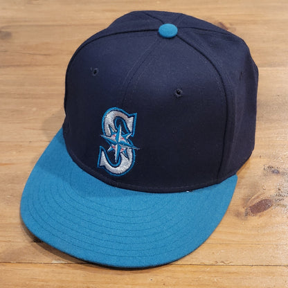 Vintage Seattle Mariners New Era Diamond Collection Wool 90s Size 7 1/2 MLB Blue