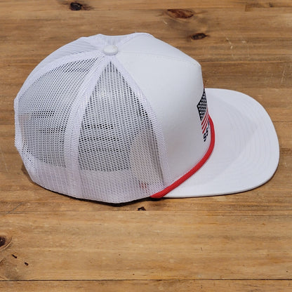 Southern String Hat Co Snapback Trucker White Mesh USA Flag Rope SS Hat One Size