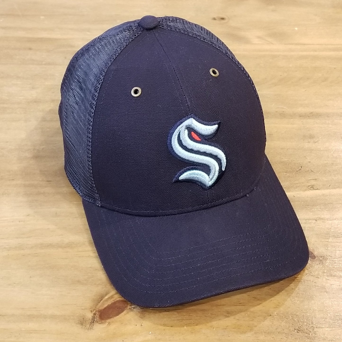Seattle Kraken Carhartt 47 Brand Snapback Hat Cap Mesh Back Trucker Blue NHL