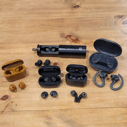 Lot of 5 Earbuds Bluetooth Wireless Jlab Pop Sport Tozo A1 T20