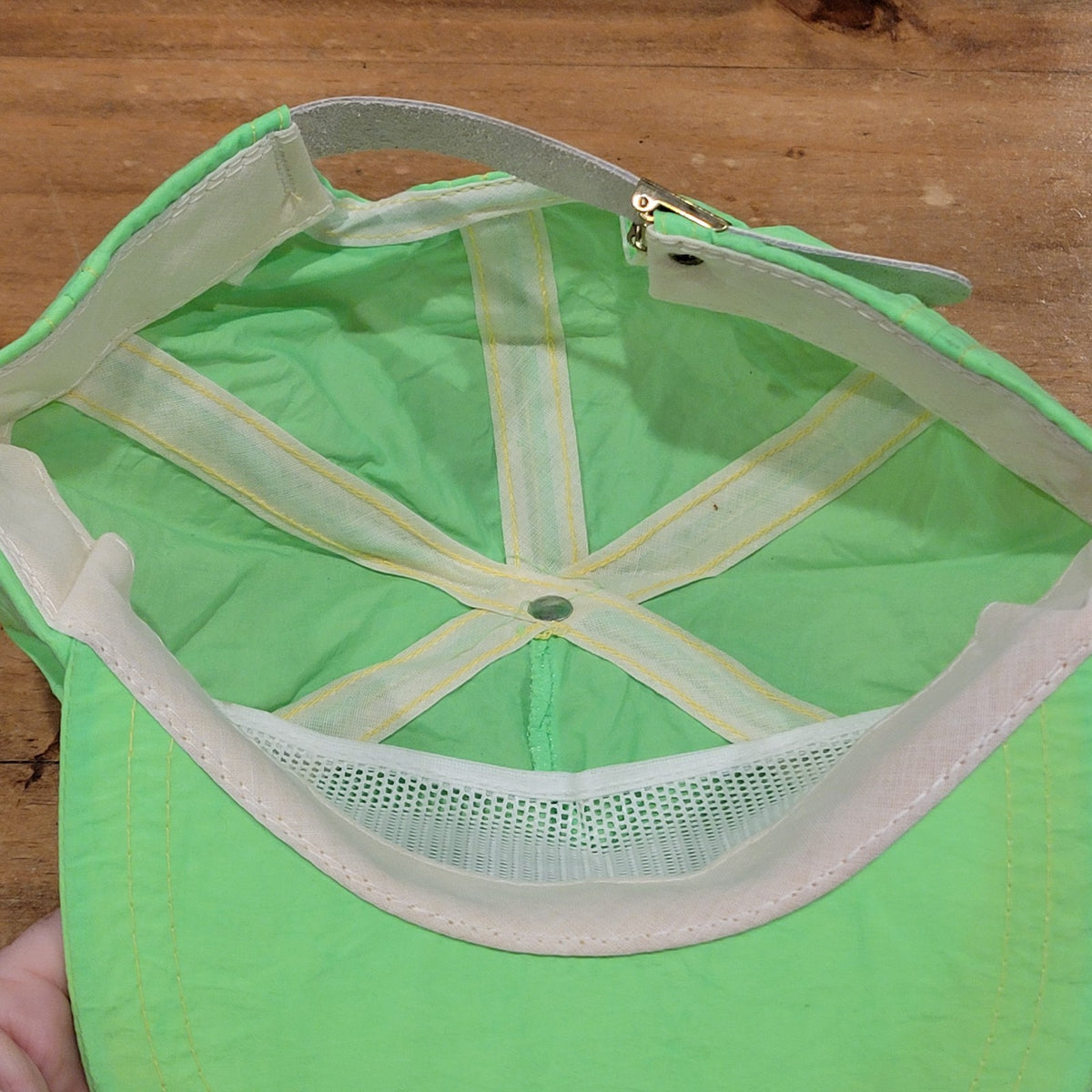Vintage IKON Office Solutions Hat Strap Back Nylon 80s Green Neon One Size