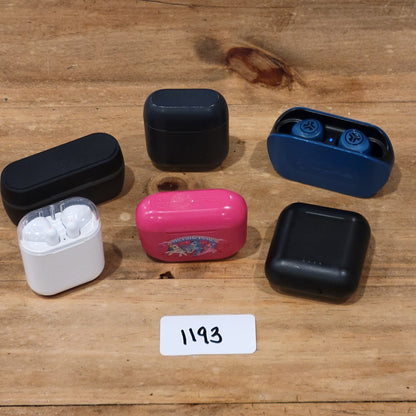Lot of 6 Earbuds Wireless Bluetooth Skullcandy Jib Jlab Go Pop Tozo T6 Onn TWS