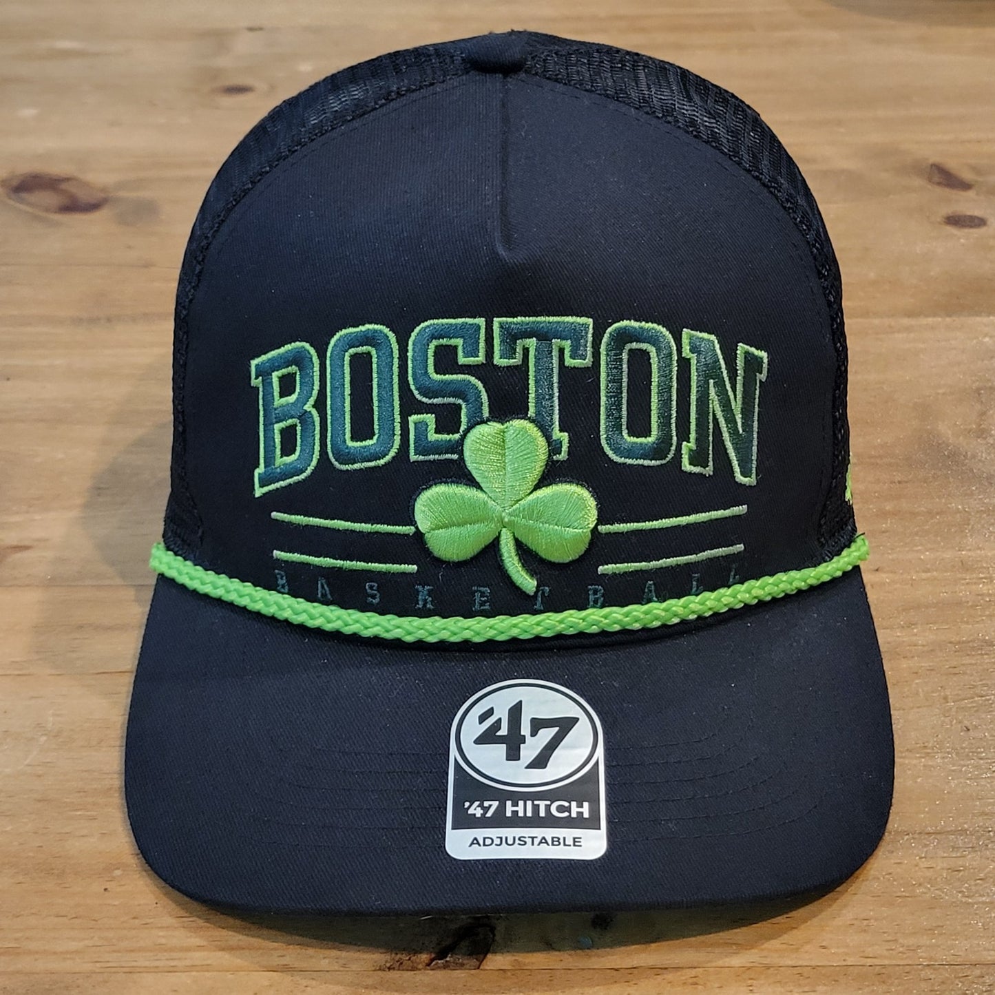 Boston Celtics Hat Snapback 47 Brand Hitch Trucker Rope Black Green One Size