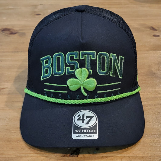 Boston Celtics Hat Snapback 47 Brand Hitch Trucker Rope Black Green One Size