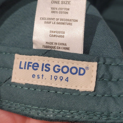 Life Is Good Hat Cap Strap Back Green One Size Chill Vintage Oval Design Dad
