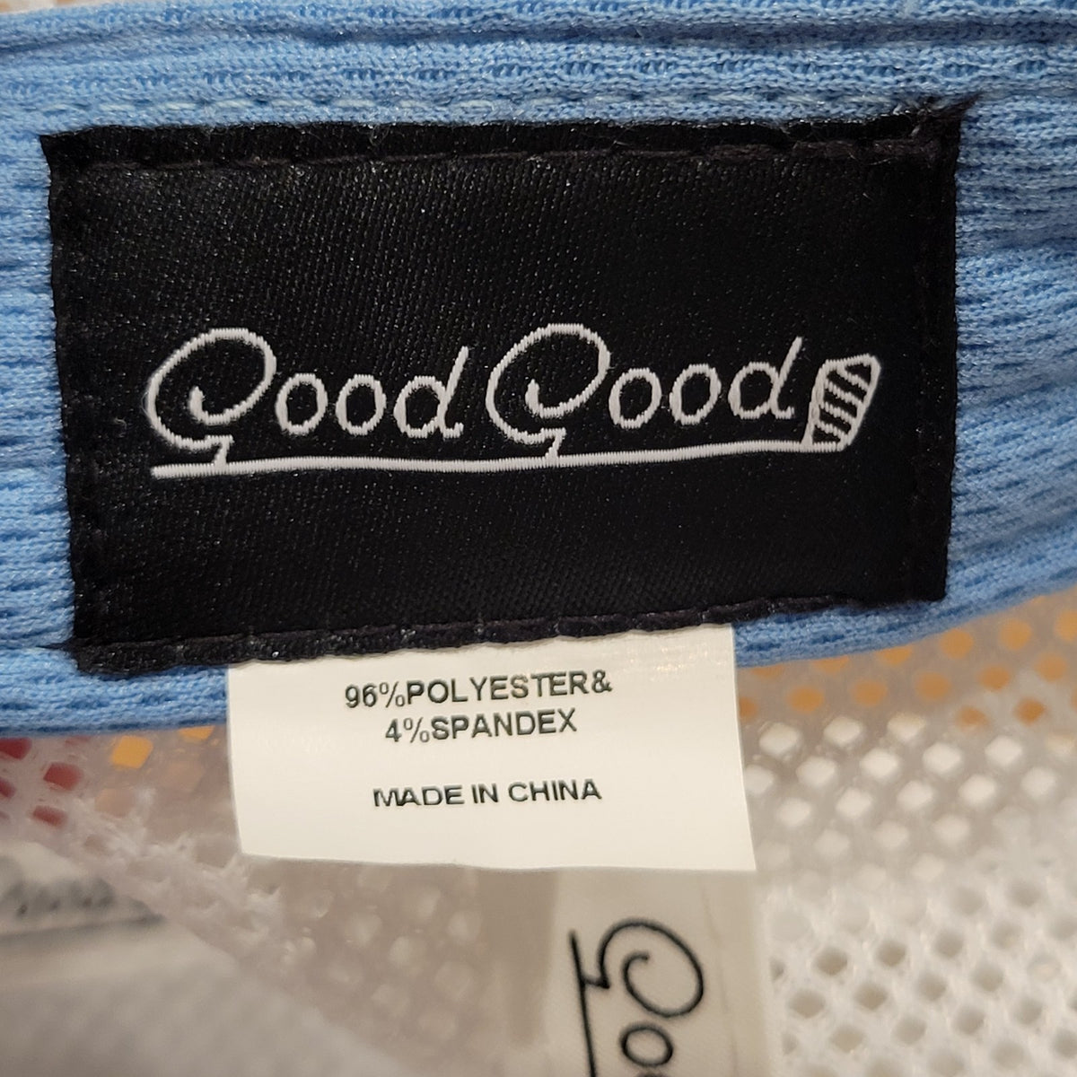 Good Good Hat Cap Snapback Golf Mesh Back Trucker Blue White Script Spell Out
