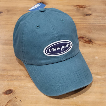 Life Is Good Hat Cap Strap Back Green One Size Chill Vintage Oval Design Dad