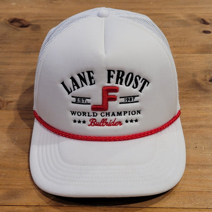 Lane Frost Hat Snapback White World Champion Bull Rider Cowboy Est 1987