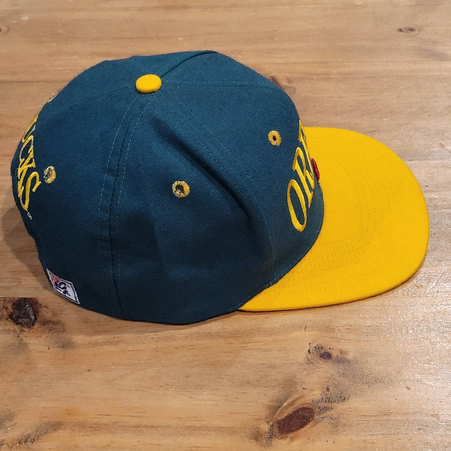 Vintage Oregon Ducks Hat The Game Wool Arch Spell Out Snapback Green 90s